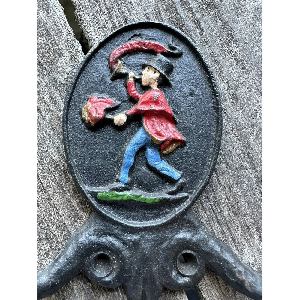 2 Vintage Cast Iron FA Philadelphia Fire Assn Parade 1776 Double Wall Coat Hooks